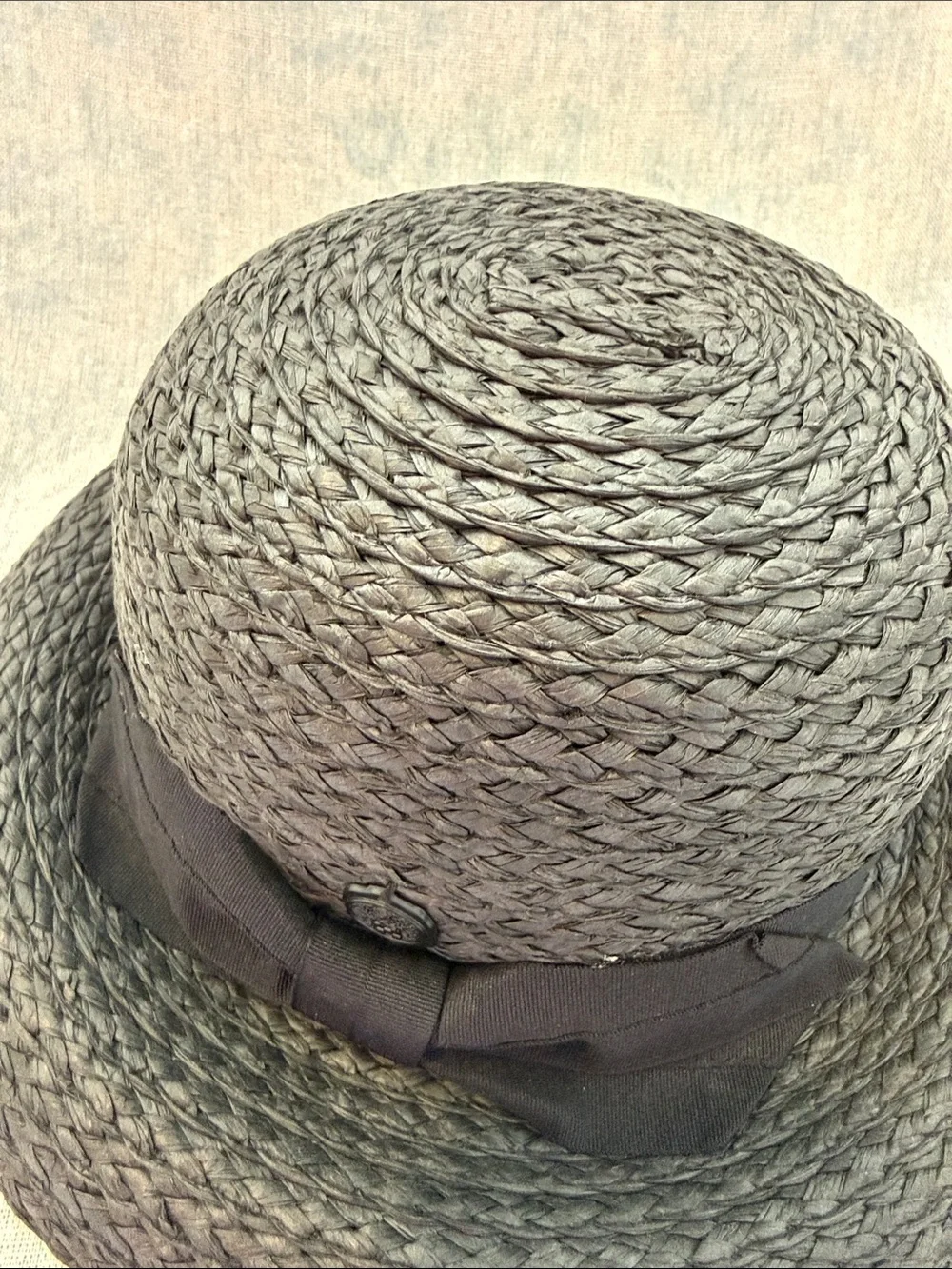 Vince Camuto Black Paper Braid Kettle Hat Cloche